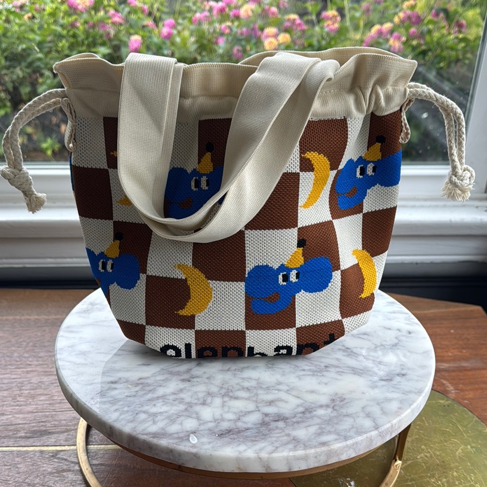 Elephant Print Brown and Cream Tote Bag